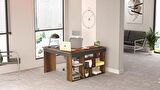 Robin Home Boston Kitaplık Raflı Çalışma Masası L Masa Ofis Çalışma Masası Barok-Antrasit