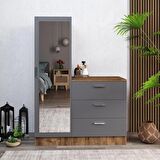 Robin Home Lyana Aynalı Şifonyer Gardırop Çam-Gri