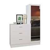Robin Home Lyana Aynalı Şifonyer Gardırop Beyaz