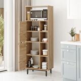 Robin Home Lidya Mutfak Kiler Dolabı Mikrodalga 2 Kapaklı Raflı Metal Ayaklı Sepet 