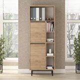 Robin Home Lidya Ofis Klasör Dolabı Kitaplık 2 Kapaklı Metal Ayaklı Sepet