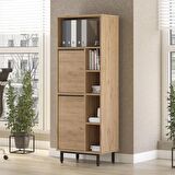 Robin Home Lidya Ofis Klasör Dolabı Kitaplık 2 Kapaklı Metal Ayaklı Sepet