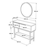 Robin Home Lidya Dresuar Aynalı Kapaklı Metal Ayaklı Beyaz