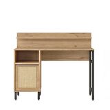 Robin Home Lidya Çalışma Masası Raflı Dolaplı Metal Ayaklı Uv Baskı Sepet-Jüt O
