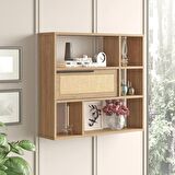 Robin Home Lidya Duvar Rafı Kitaplık Kapaklı Uv Baskı Sepet-Jüt 