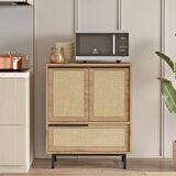 Robin Home Lidya Mutfak Dolabı Mikrodalga 3 Kapaklı Metal Ayaklı Uv Baskı Sepet-Jüt 