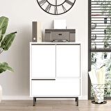 Robin Home Lidya Ofis Dolabı 3 Kapaklı Metal Ayaklı Beyaz 