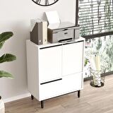 Robin Home Lidya Ofis Dolabı 3 Kapaklı Metal Ayaklı Beyaz 