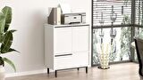 Robin Home Lidya Ofis Dolabı 3 Kapaklı Metal Ayaklı Beyaz 
