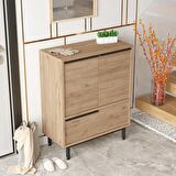 Robin Home Lidya Ayakkabılık Çok Amaçlı Dolap 3 Kapaklı Metal Ayaklı Sepet 