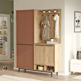 Robin Home Rita Portmanto Vestiyer Ayakkabılık Metal Ayaklı Sepet-Kiremit