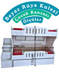 MDF 3 Kişilik Beyaz Rüya Kulesi Çocuk Ranzası