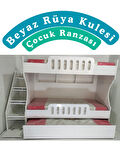 MDF 3 Kişilik Beyaz Rüya Kulesi Çocuk Ranzası