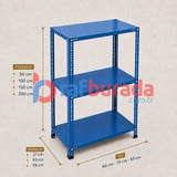 3 Katlı Renkli Dekoratif Çelik Raf - Çiçeklik rafı, Ofis Rafı 0,70 mm Turuncu-31x93 cm-50 cm