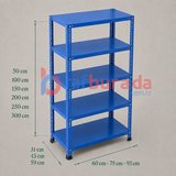 5 Katlı Renkli Dekoratif Çelik Raf - Çiçeklik Rafı, Ofis Rafı 0,70 mm Yeşil-43x75 cm-200 cm