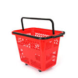 54 Lt Plastik Alışveriş Sepeti - Tekerlikli Market Sepeti Kırmızı