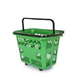 54 Lt Plastik Alışveriş Sepeti - Tekerlikli Market Sepeti Yeşil
