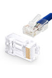 10 Adet 8P8C Plastik RJ45 Soket Ethernet Bağlantı Kablo Konnektörü Açık Uç 8 Pin Şeffaf Cat5 Cat6