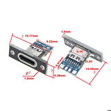 USB 3.1 Type C Panel Montaj Dişi Soket 4 Pin Smd Lehimlenebilir Padler Konnektör Telefon Şarj Board