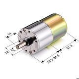 ZGA37RG 12V 37mm 100Rpm Redüktörlü DC Motor Metal Dişli Yüksek Tork Kuvvet Robot Oyuncak RC Araba