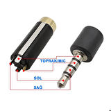 3.5mm Dişi Ses Soket Kutusu 4 Tel Kutuplu Aluminyum Jack Altın Kaplama Stereo Kulaklık Mikrofon Hopa