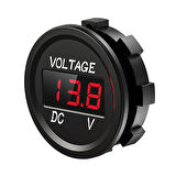 Su Geçirmez Dc 6V / 48V Voltmetre Yuvarlak Panel Tip Montajlanabilir Dijital Kırmızı Renk Led Ekran
