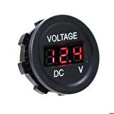 Su Geçirmez Dc 6V / 48V Voltmetre Yuvarlak Panel Tip Montajlanabilir Dijital Kırmızı Renk Led Ekran