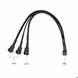 1 to 3 Çoğaltıcı 25cm Fan Uzatma Kablosu Y Tip 4 Pin 3 Pin Bilgisayar Kasa Anakart Ekran Kartı Soğut