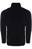 Unisex Siyah Polar Standart Tam Fermuarlı 3 Cepli Polar Hırka