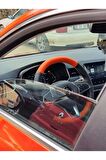 Renault Clio 5 Araca Özel Deri Direksiyon Kılıfı(TURUNCU-SİYAH)