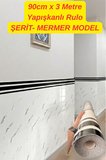 90cmx 3 Metre Mermer Şerit Desenli Rulo Kendinden Yapışkanlı Duvar Paneli Kağıdı CYCZT00186