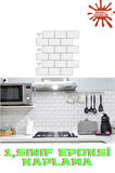 30×30cm White Stone Epoksi 1 Adet 3D Yapışkanlı Kaplama Duvar Sticker Panel Mutfak Banyo Salon Ofis