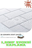 30×30cm White Stone Epoksi 1 Adet 3D Yapışkanlı Kaplama Duvar Sticker Panel Mutfak Banyo Salon Ofis