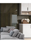 120cmx300cm Tek Parça Yapışkanlı Rulo Gold Çizgili Düz Parlak Siyah Duvar Paneli Kağıdı Şile QM0132