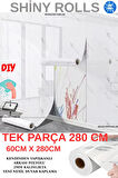60cm x 280cm Tek Parça Rulo Shiny Beyaz Mermer Desenli Banvo Salon Wc Yapışkanlı Duvar Paneli Kağıdı