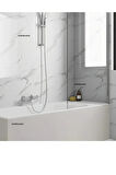 60cm x 280cm Tek Parça Rulo Shiny Beyaz Mermer Desenli Banvo Salon Wc Yapışkanlı Duvar Paneli Kağıdı