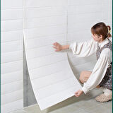 3D Lambiri Tahta Model 70x500cm Kendinden Yapışkanlı Duvar Kağıdı Esnek Köpük Panel NW43 70X500CM