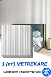 1m² (50cmx50cm 4 Adet) Beyaz 3D ABS PVC Malzeme Dayanıklı Duvar Paneli Silinebilir Lambiri Panel