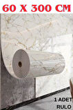 60cmx300cm Tek Parça Yapışkanlı Rulo Mermer Desenli Duvar Paneli Kağıdı Silinebilir LS-6010-BöTE