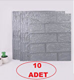 10 adet 35x38cm Gri Kendinden Yapışkanlı Duvar Kağıdı Esnek Köpük Panel 3d Tuğla Desen