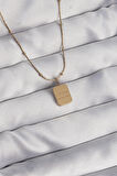 316L Çelik Gold Renk Kare Charm Model Kolye