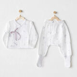 Magical Butterfly Müslin 2'li Zıbın Takım White