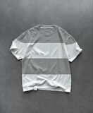 Reka Moda Unisex Bisiklet Yaka Parçalı T-Shirt - Gri