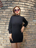 Reka Moda Kadın Uzun Kollu Balıkçı Yaka şardonlu Kaşkorse Elbise