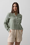 Reka Moda Cepli Hakim Yaka Bluz - Haki