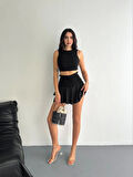 Reka Moda Ayrobin Şortlu Etek - Siyah