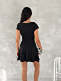 Reka Moda Kısa Kollu Mini Elbise - Siyah