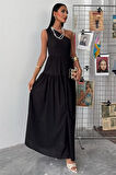 Reka Moda Tek Omuzlu Pile Detay Maxi Elbise 2895