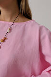 Reka Moda YARASA KOLLU CROP BLUZ - Pembe