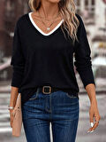 Reka Moda Kadın Uzun Kollu V Yakalı Viskon Iki Iplik Bluz